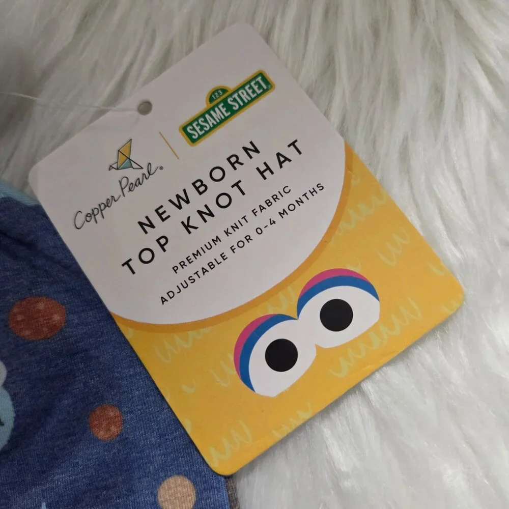 Copper Pearl x Sesame Street Newborn Top Knot Hat